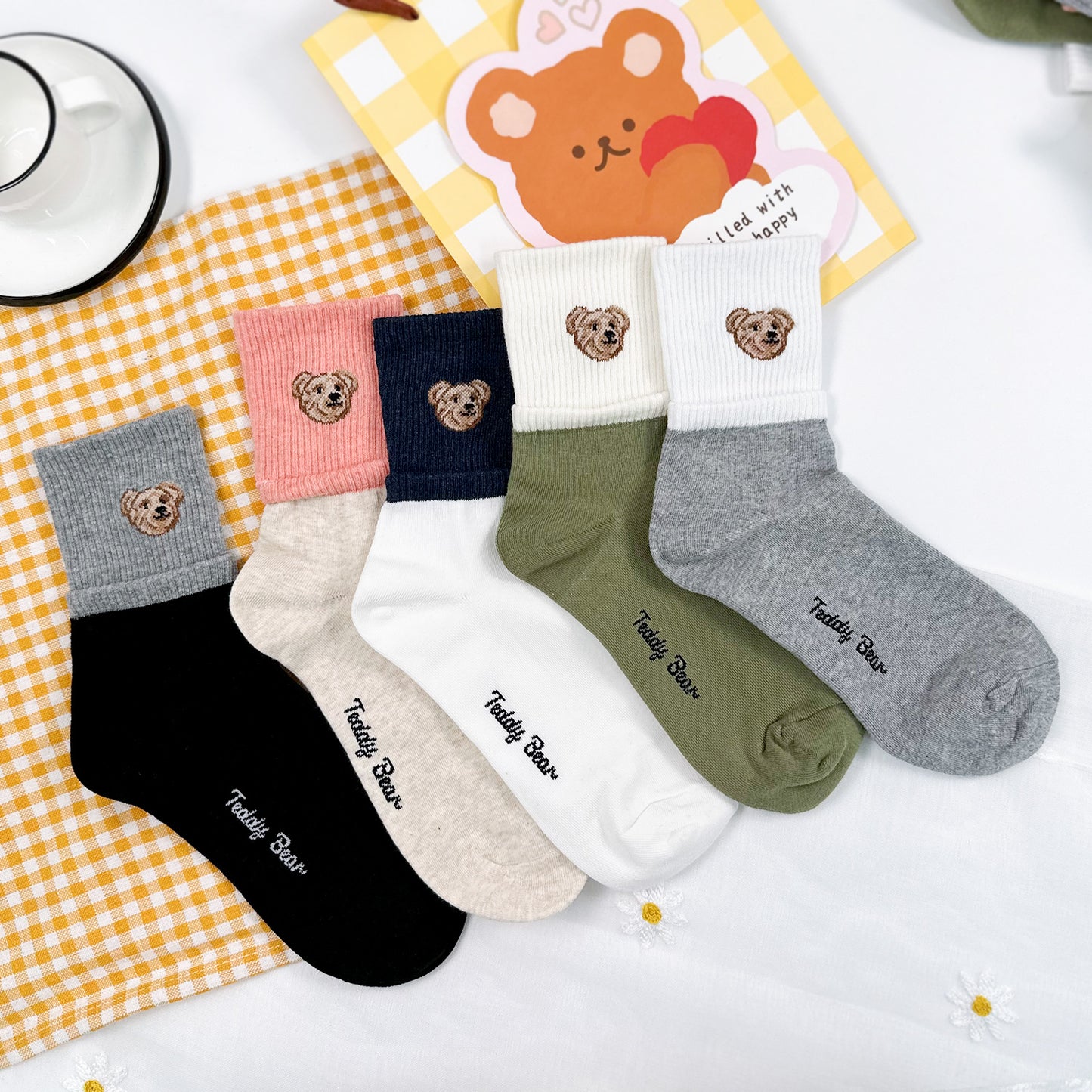 Daily Sox Studio W Point Bear Crew Socks (5 Color Set)